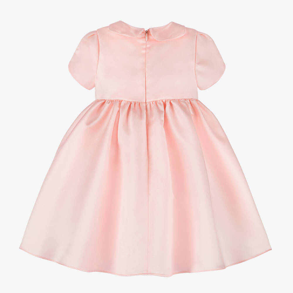 Beatrice & George-Girls Pink Satin Tulip Sleeve Dress | Childrensalon