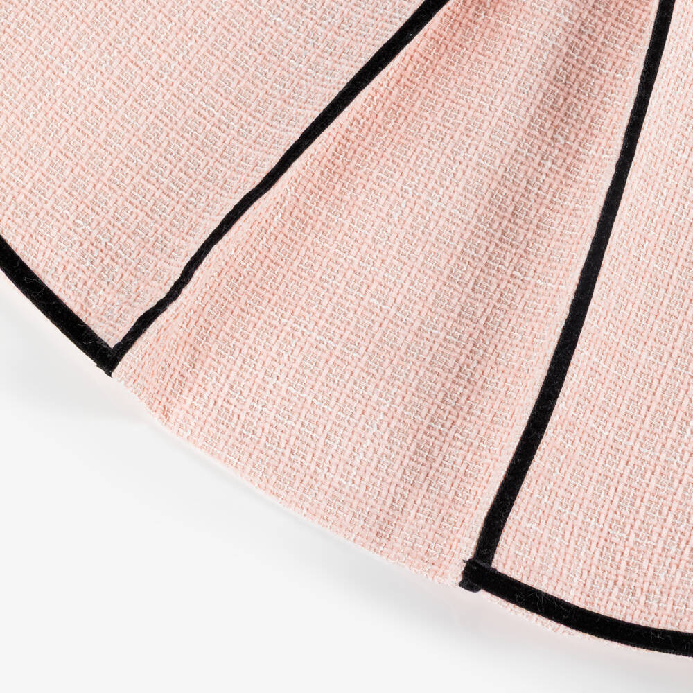 Beatrice & George-Girls Pink Tweed & Black Velvet Dress | Childrensalon