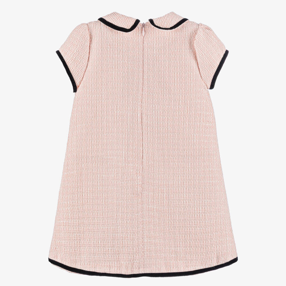 Beatrice & George-Girls Pink Tweed & Black Velvet Dress | Childrensalon