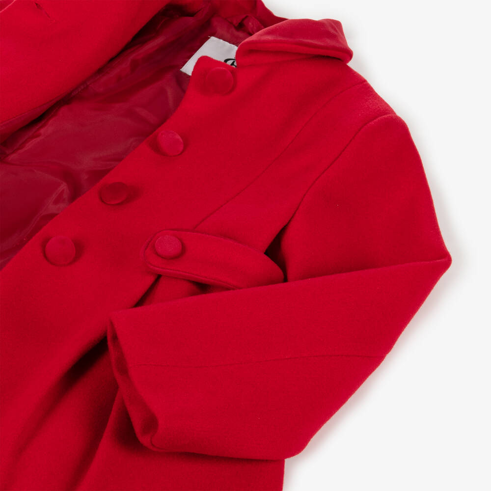 Beatrice & George-Пальто красное с бархатным воротником для девочек | Childrensalon