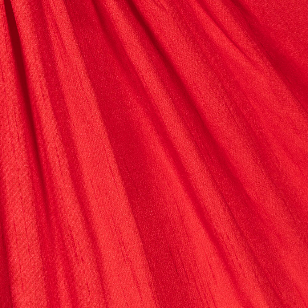 Beatrice & George-Girls Red Hand-Smocked Dupion Dress | Childrensalon
