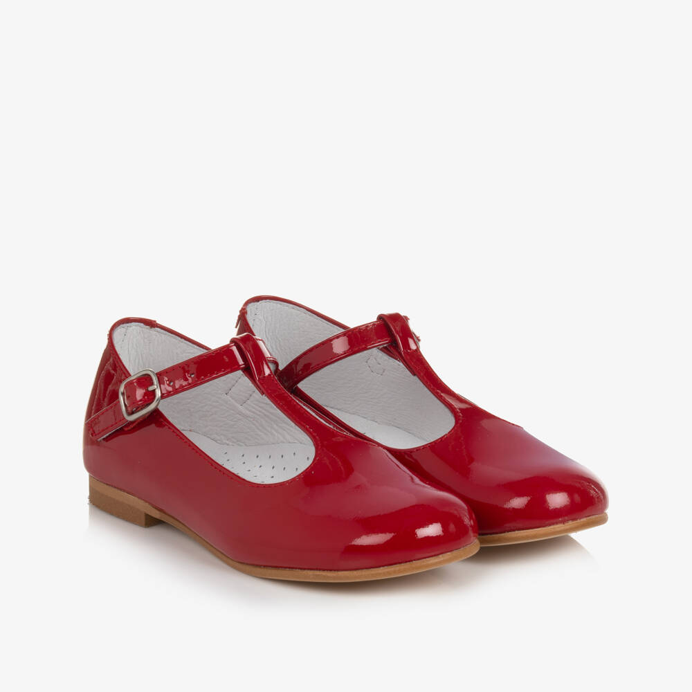Beatrice & George-Girls Red Patent Leather T-Bar Shoes | Childrensalon