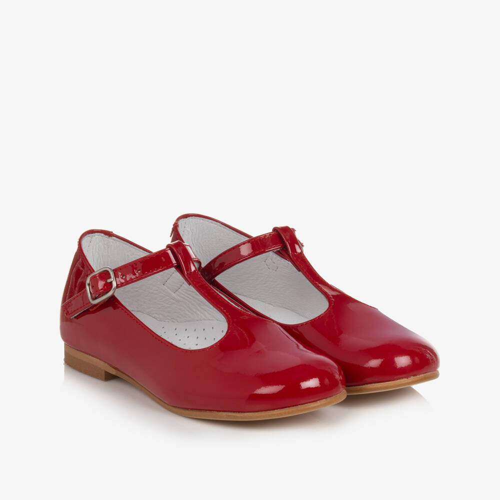 Beatrice & George-Girls Red Patent Leather T-Bar Shoes | Childrensalon