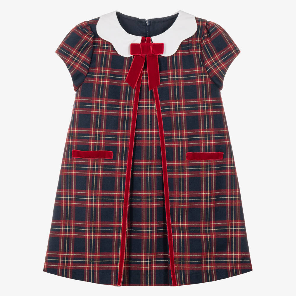Beatrice & George-Girls Red Tartan A-line Dress | Childrensalon