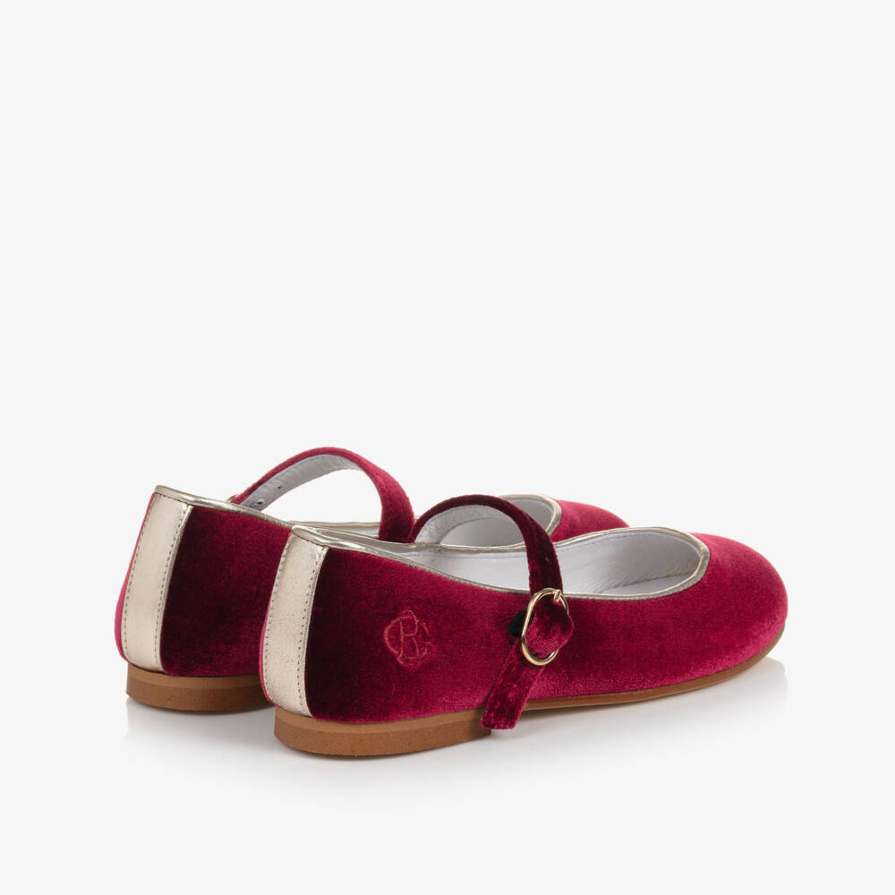 Beatrice & George-Girls Red Velvet Mary Jane Shoes | Childrensalon
