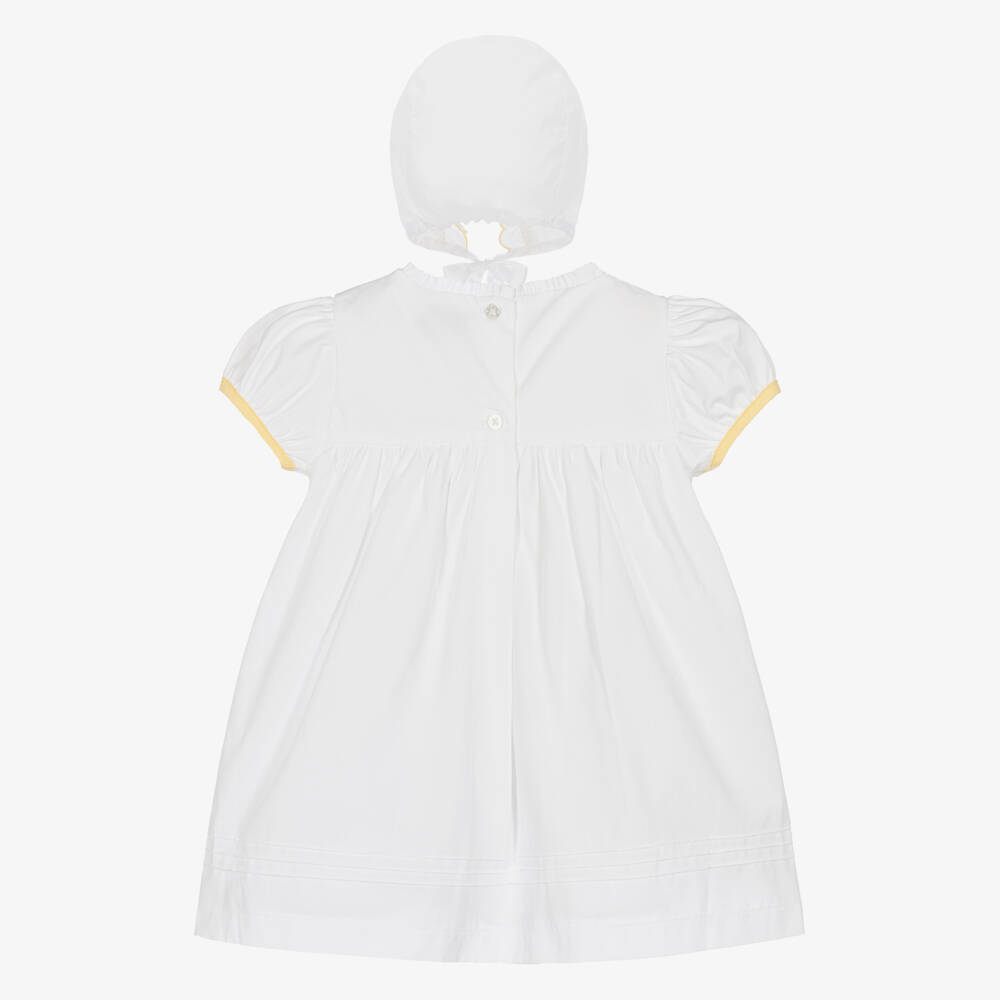 Beatrice & George-Girls White Embroidered Cotton Dress Set | Childrensalon