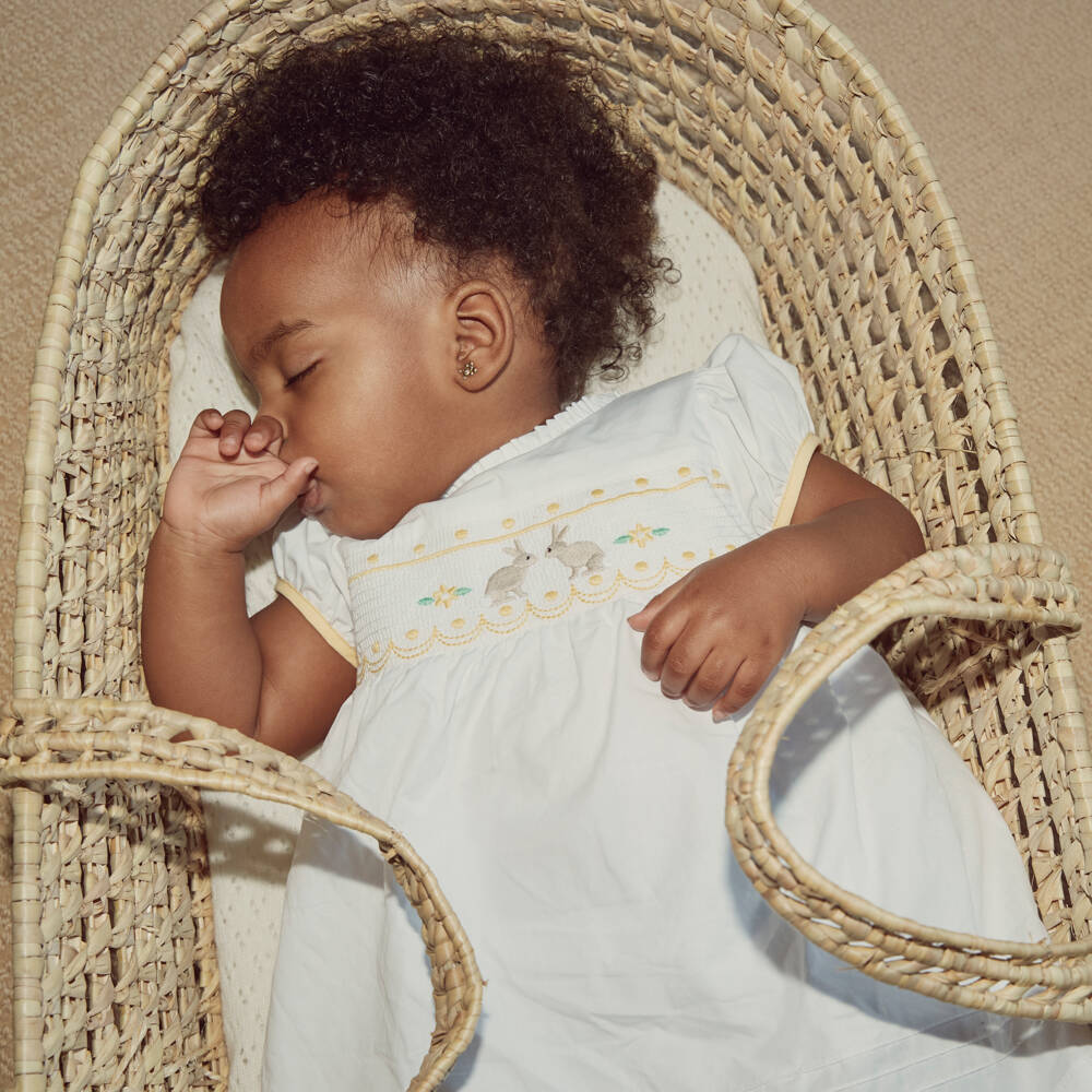 Beatrice & George-Girls White Embroidered Cotton Dress Set | Childrensalon