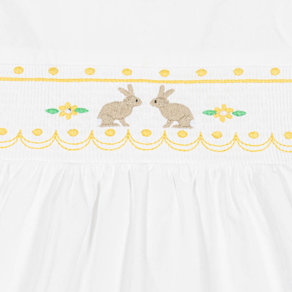 Beatrice & George-Girls White Embroidered Cotton Dress Set | Childrensalon