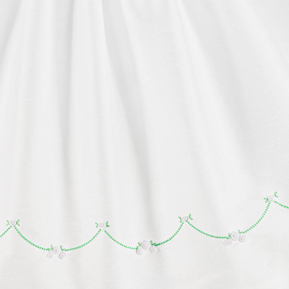 Beatrice & George-Girls White Hand-Smocked Dupion Dress with Cape Collar | Childrensalon