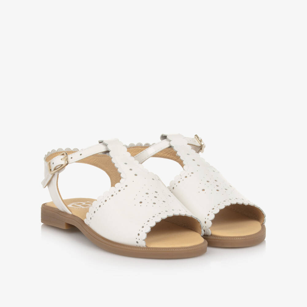 Beatrice & George-Сандалии белые лакированные кожаные для девочек | Childrensalon