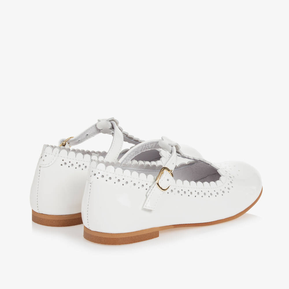 Beatrice & George-Girls White Patent Leather T-Bar Shoes | Childrensalon