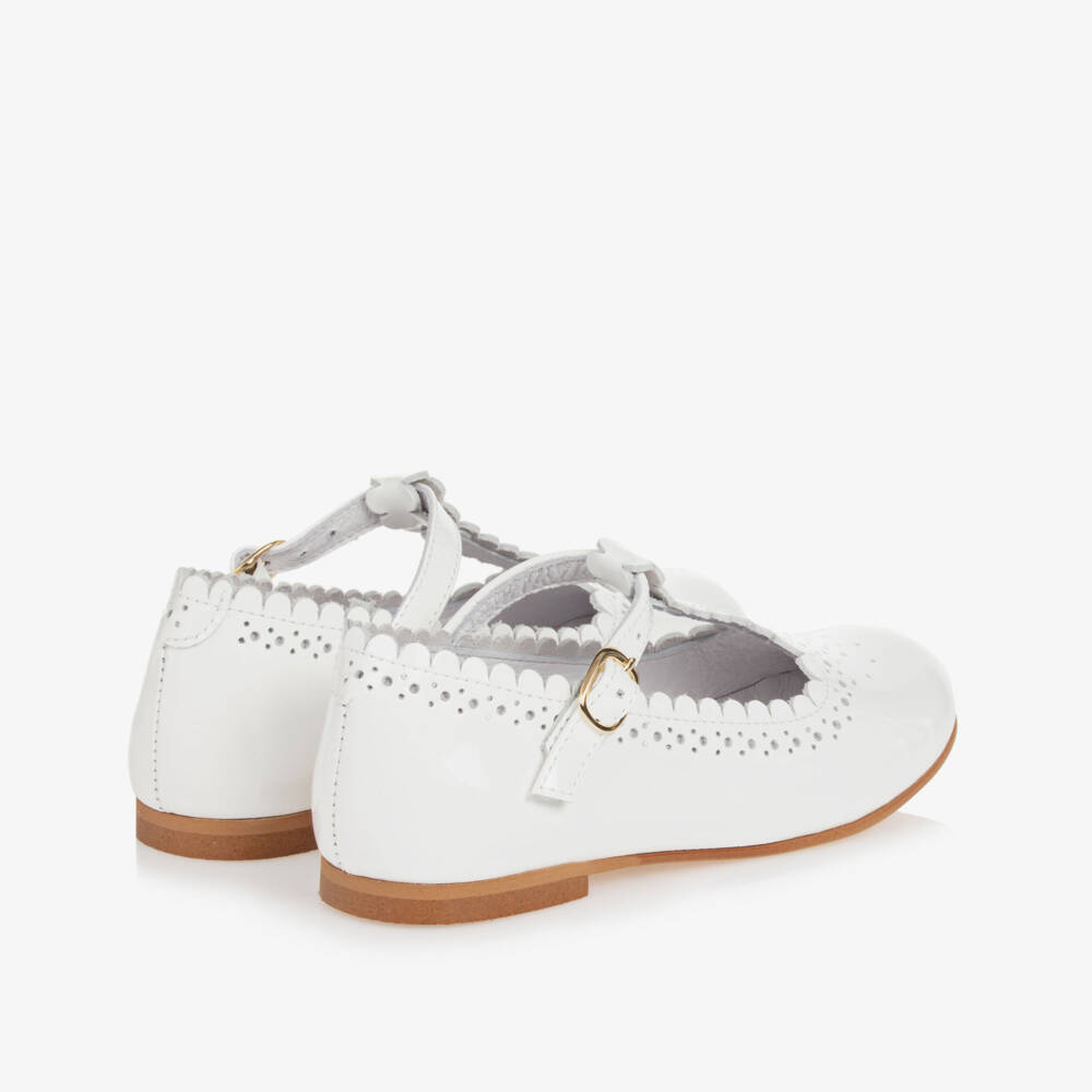 Beatrice & George-Girls White Patent Leather T-Bar Shoes | Childrensalon