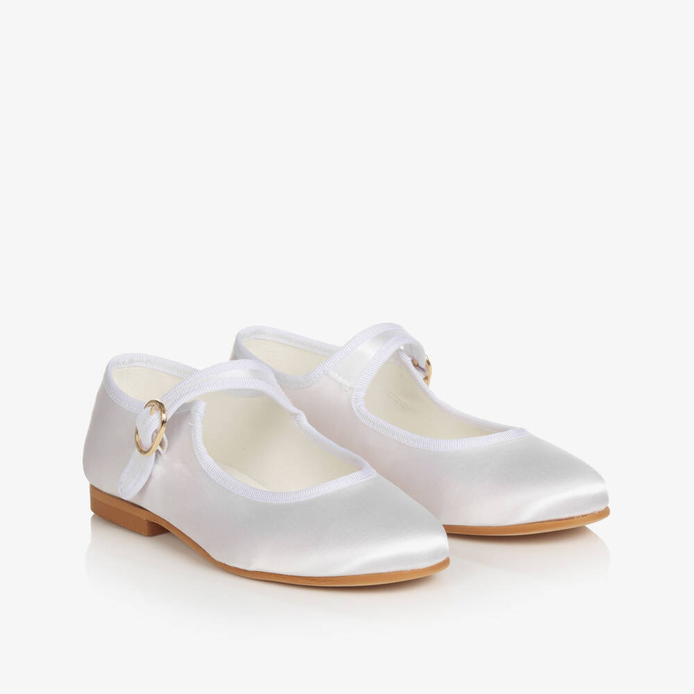 Beatrice & George-Белые атласные туфли с ремешком | Childrensalon