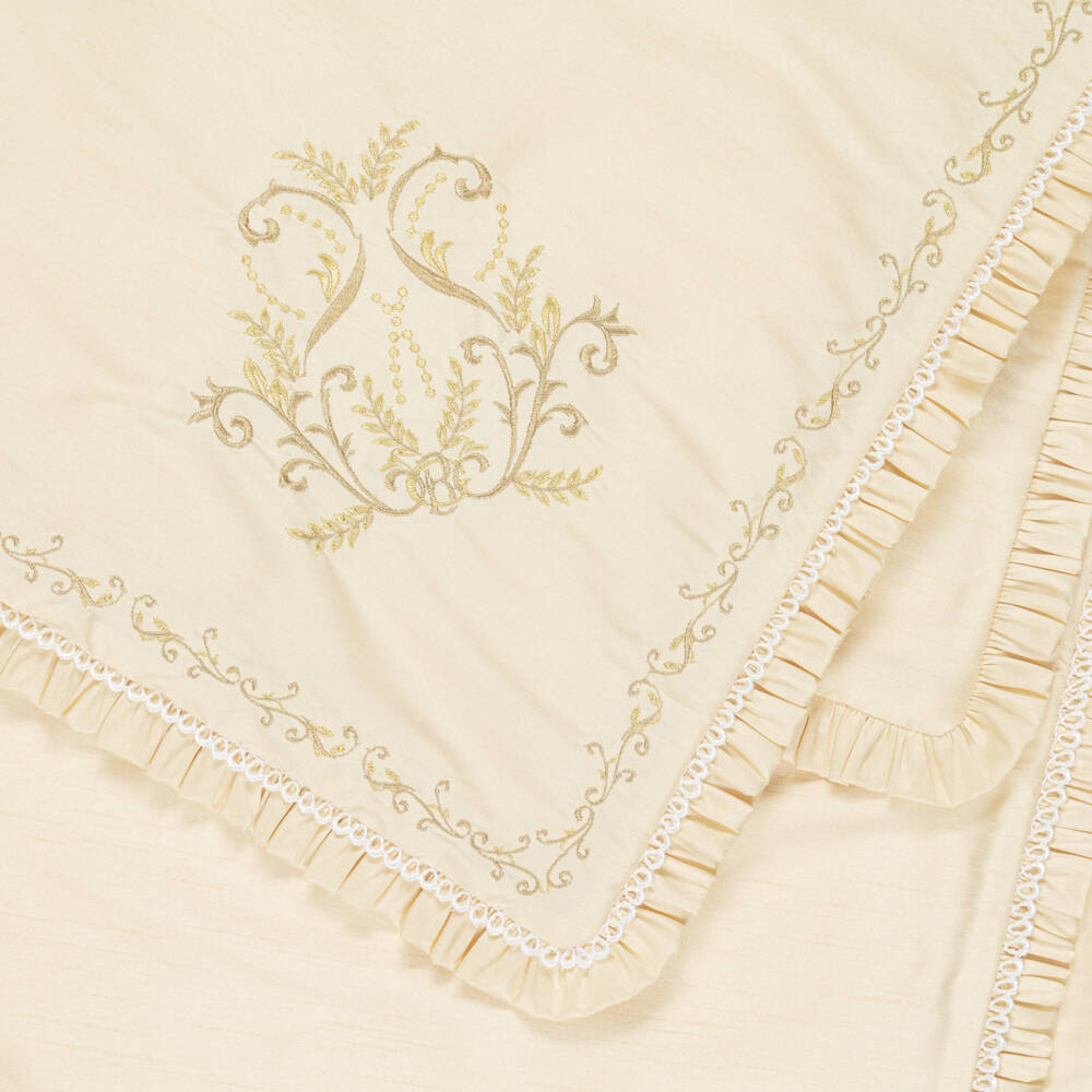 Beatrice & George-Gold Hand-Embroidered Dupion Ceremony Shawl | Childrensalon