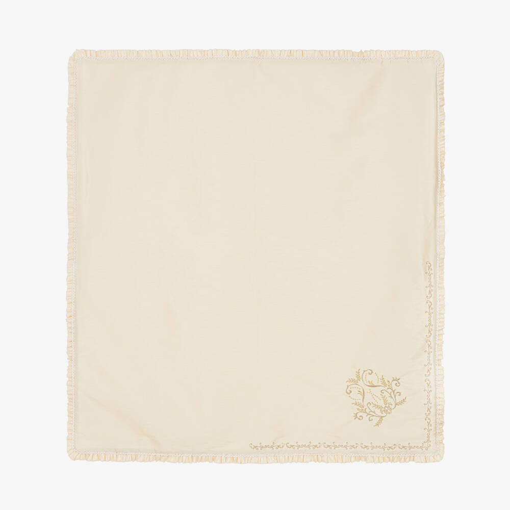 Beatrice & George-Gold Hand-Embroidered Dupion Ceremony Shawl | Childrensalon