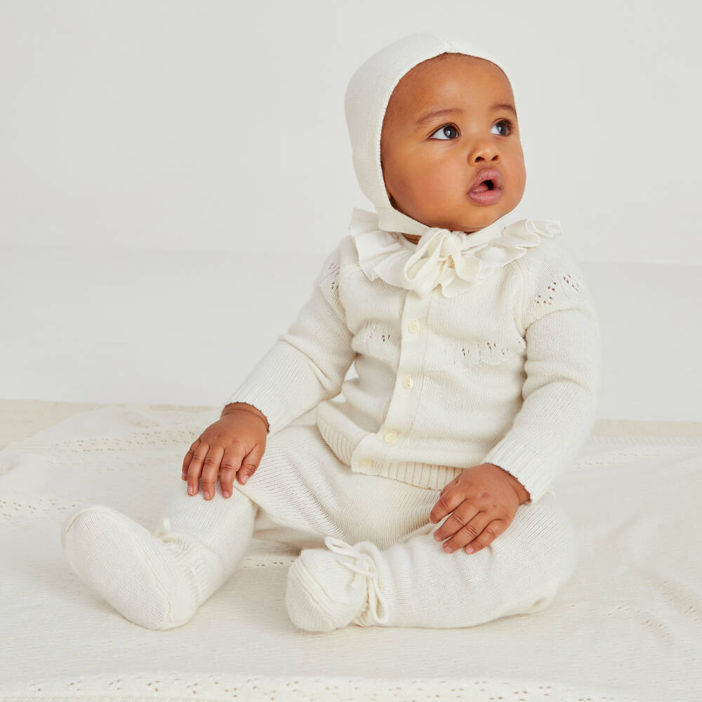 Beatrice & George-Кремовый трикотажный комбинезон из шерсти с кашемиром | Childrensalon