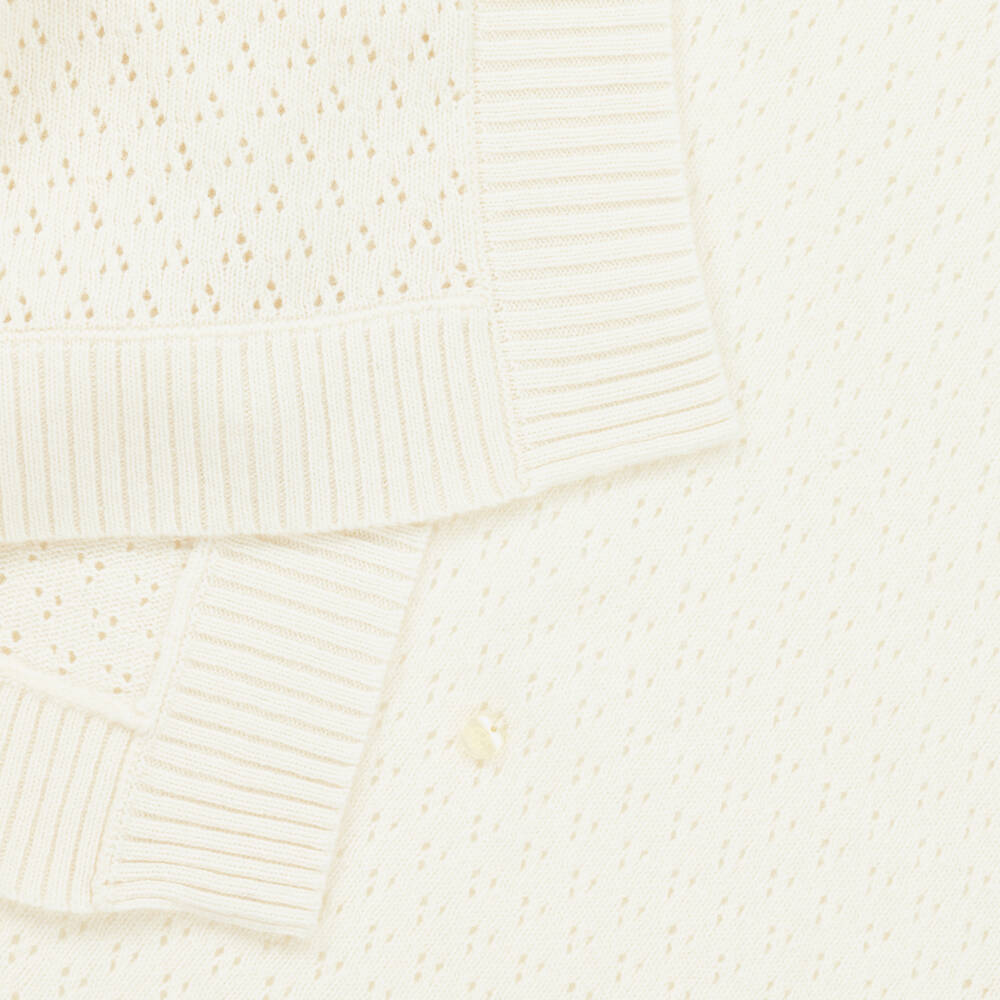 Beatrice & George-Ivory Wool & Cashmere Knit Blanket (100cm) | Childrensalon