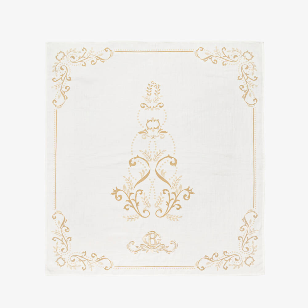 Beatrice & George-Pale Ivory Cotton Babysuit & Swaddle Gift Set | Childrensalon