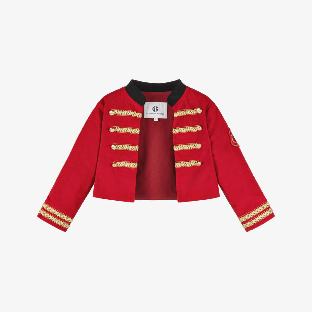 Beatrice & George-Red Cotton Military Jacket | Childrensalon