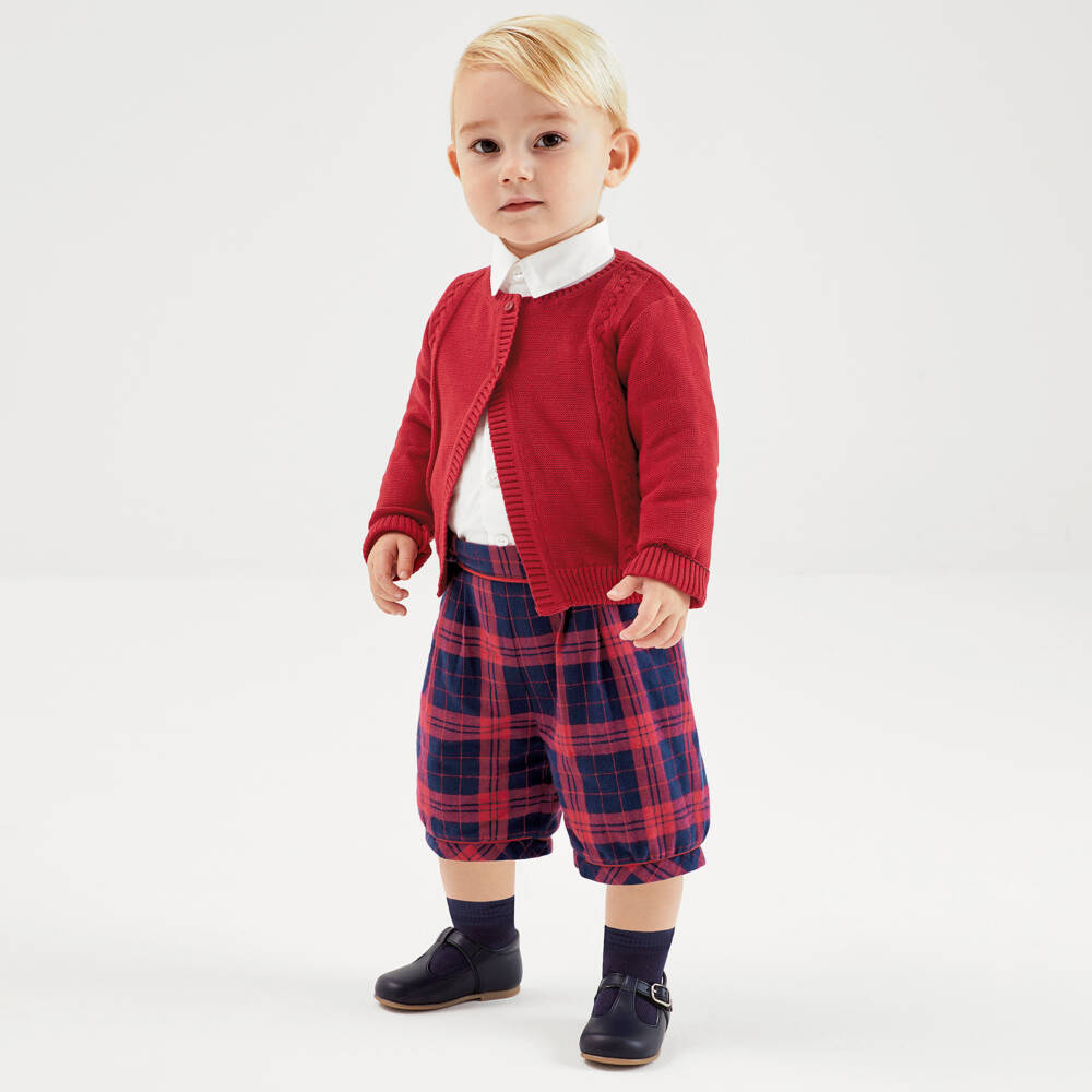 Beatrice & George-Smart Navy Blue Leather T-Bar Shoes | Childrensalon