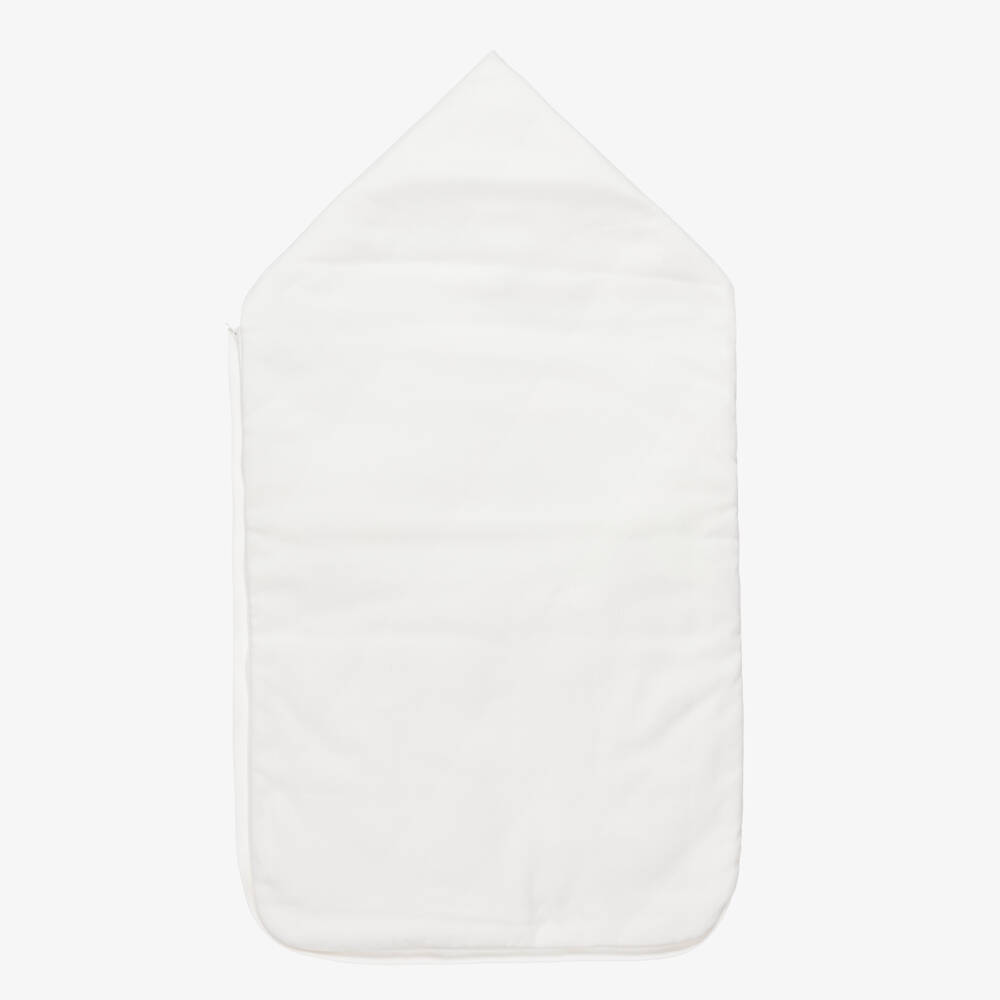 Beatrice & George-Warm White Embroidered Monogram Baby Nest (85cm) | Childrensalon