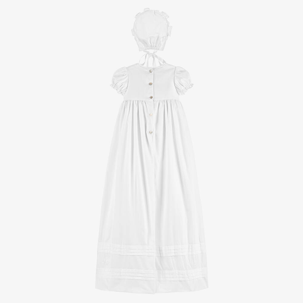 Beatrice & George-White Embroidered Ceremony Gown & Bonnet | Childrensalon