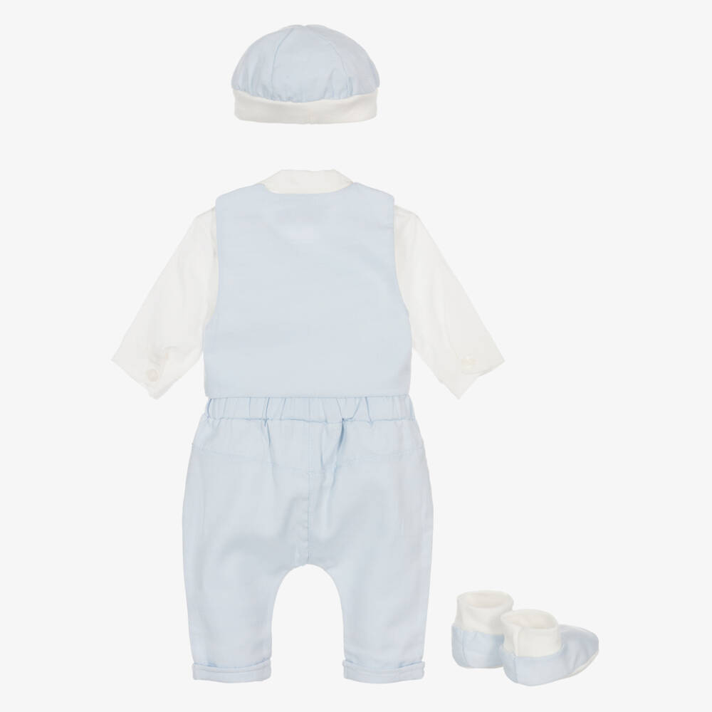 Beau KiD-Baby Boys Blue Cotton Trouser Set | Childrensalon