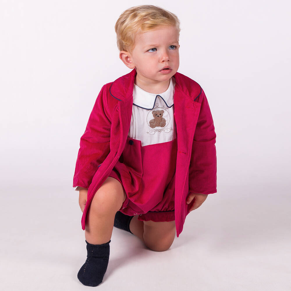 Beau KiD-Baby Boys Red & Ivory Shortie | Childrensalon