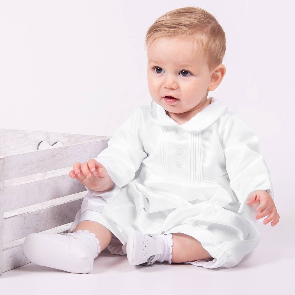Beau KiD-طقم تبّان أطفال ولادي ساتان لون أبيض | Childrensalon