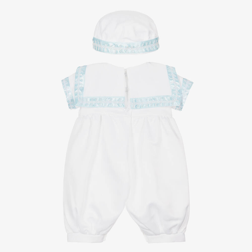 Beau KiD-Baby Boys White Satin Shortie Set | Childrensalon