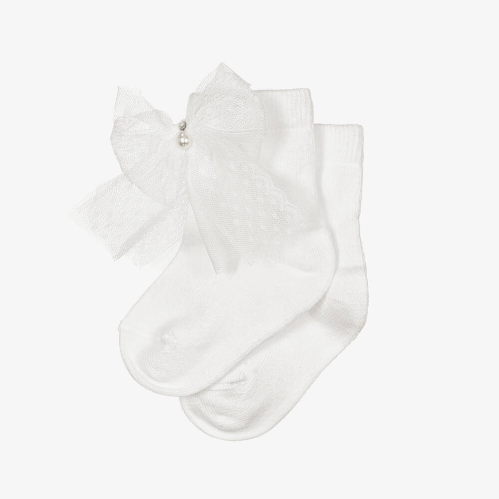 Beau KiD-Кремовые хлопковые носки для девочек | Childrensalon
