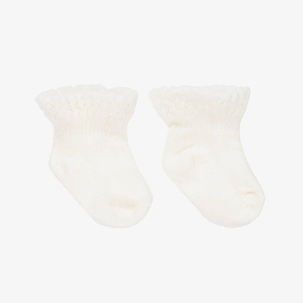 Beau KiD-حذاء ساتان لون عاجي للمولودات - 3 قطع | Childrensalon