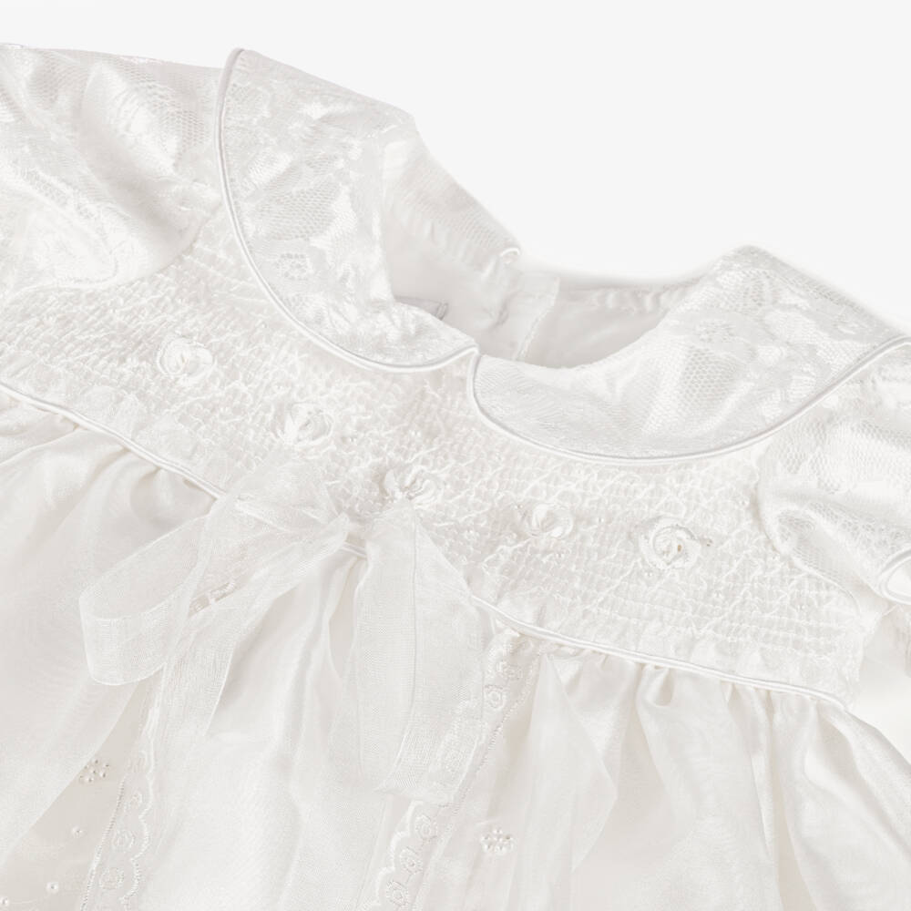 Beau KiD-Baby Girls Ivory Satin Ceremony Gown & Bonnet Set | Childrensalon