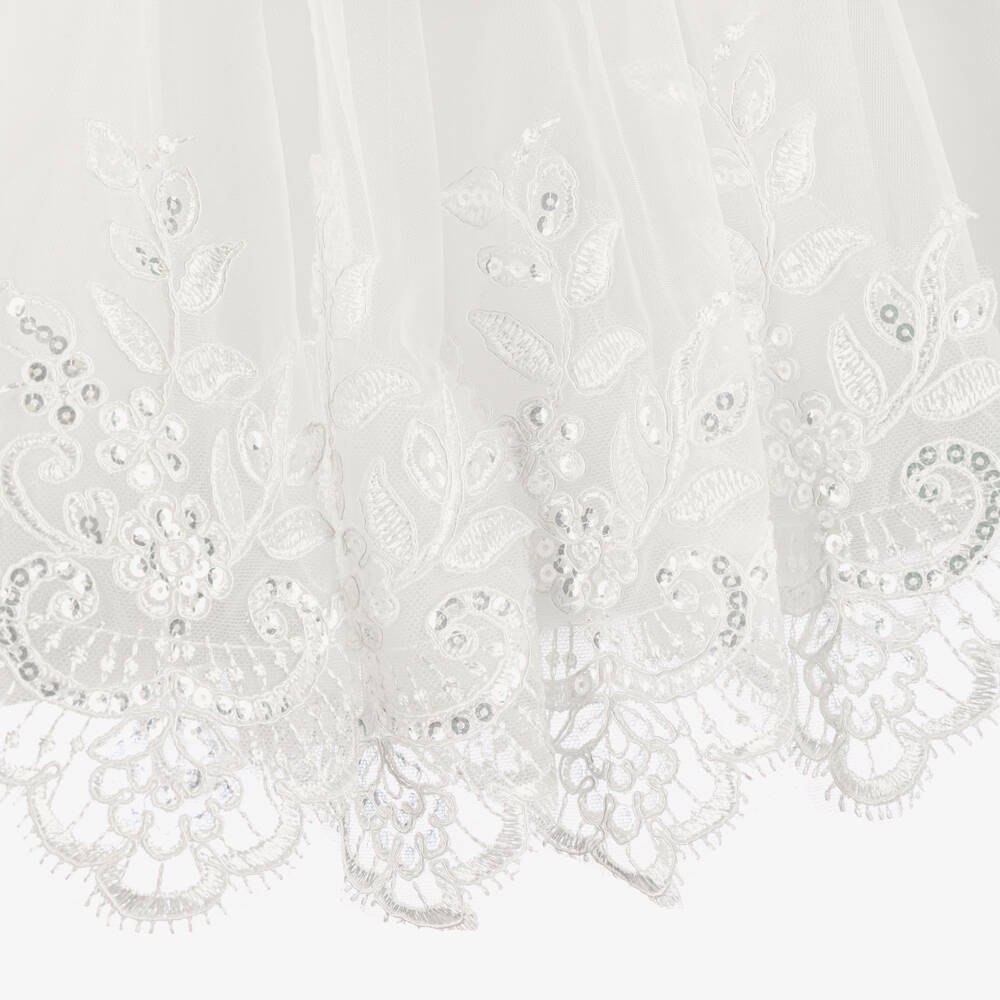 Beau KiD-Baby Girls Pale Ivory Embellished Satin & Tulle Dress | Childrensalon
