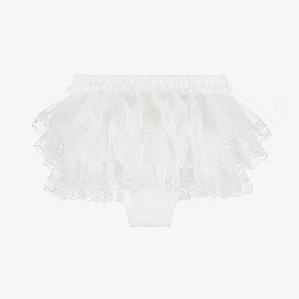 Beau KiD-Белые хлопковые шортики на подгузник для малышек | Childrensalon