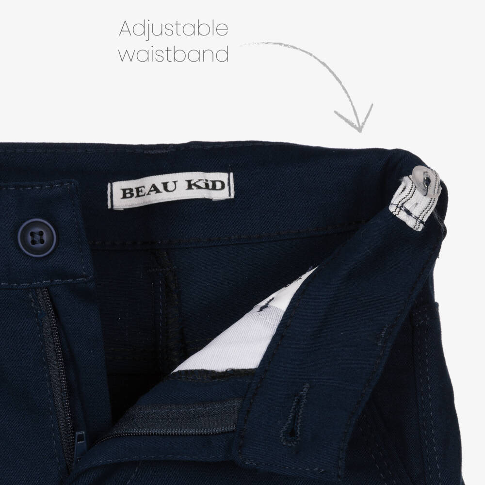 Beau KiD-Beige & Navy Blue Suit Set | Childrensalon