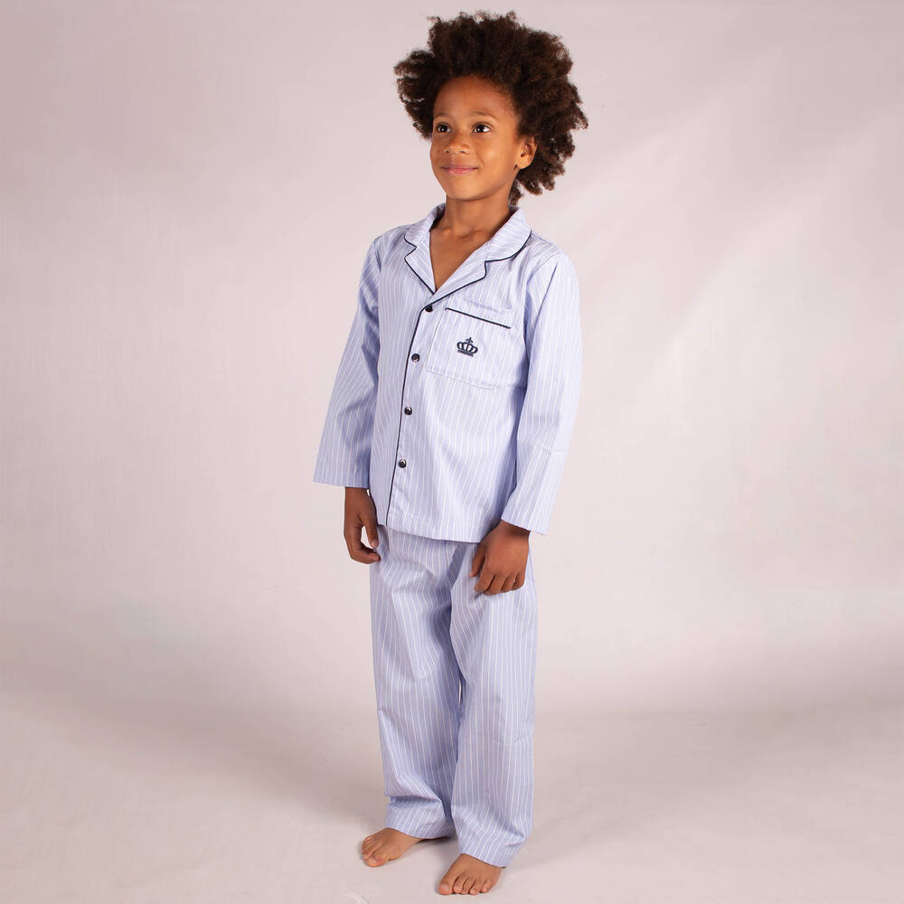Beau KiD-Blue Stripe Cotton Pyjamas | Childrensalon