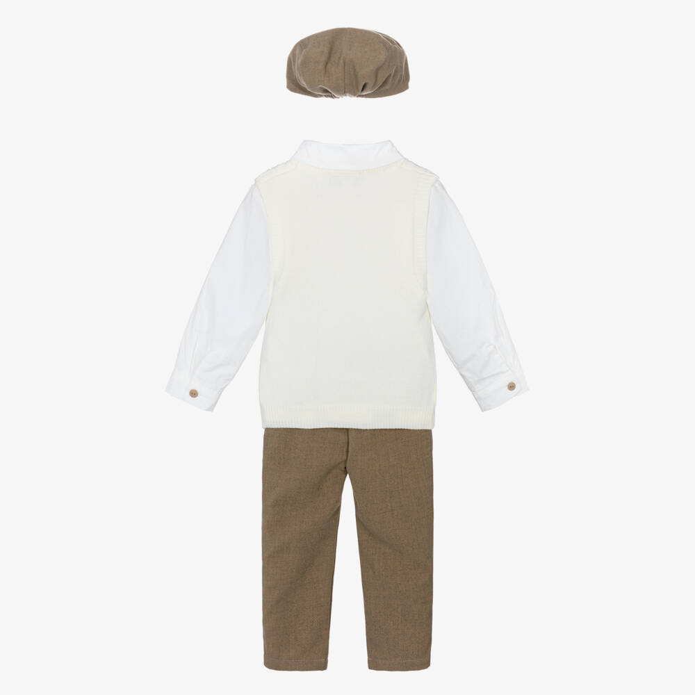 Beau KiD-Boy Brown & Ivory Trouser Set with Hat | Childrensalon