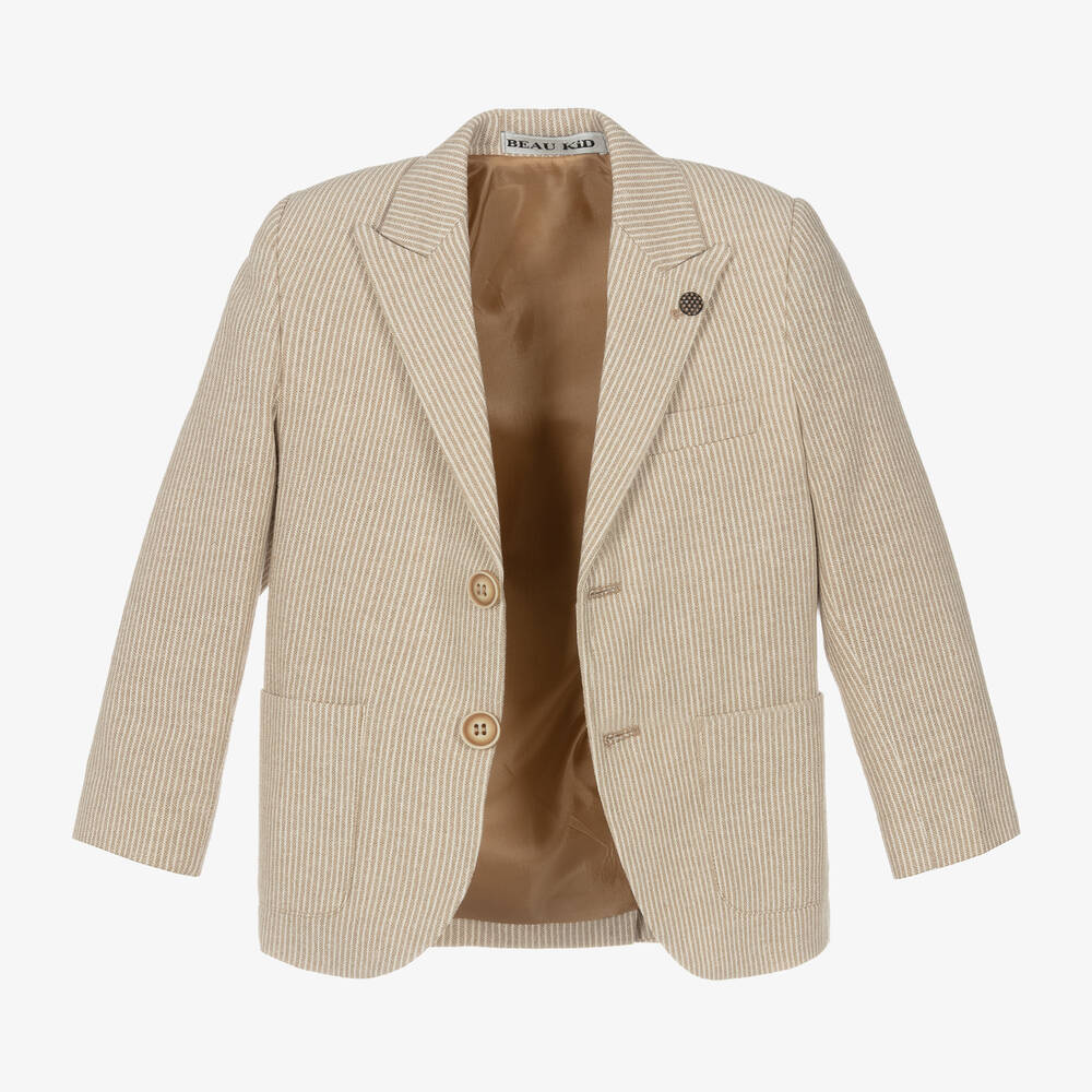 Beau KiD-Бежевый костюм с шортами в полоску для мальчиков | Childrensalon
