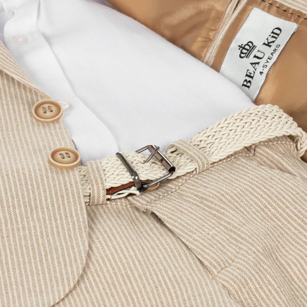 Beau KiD-Бежевый костюм с шортами в полоску для мальчиков | Childrensalon