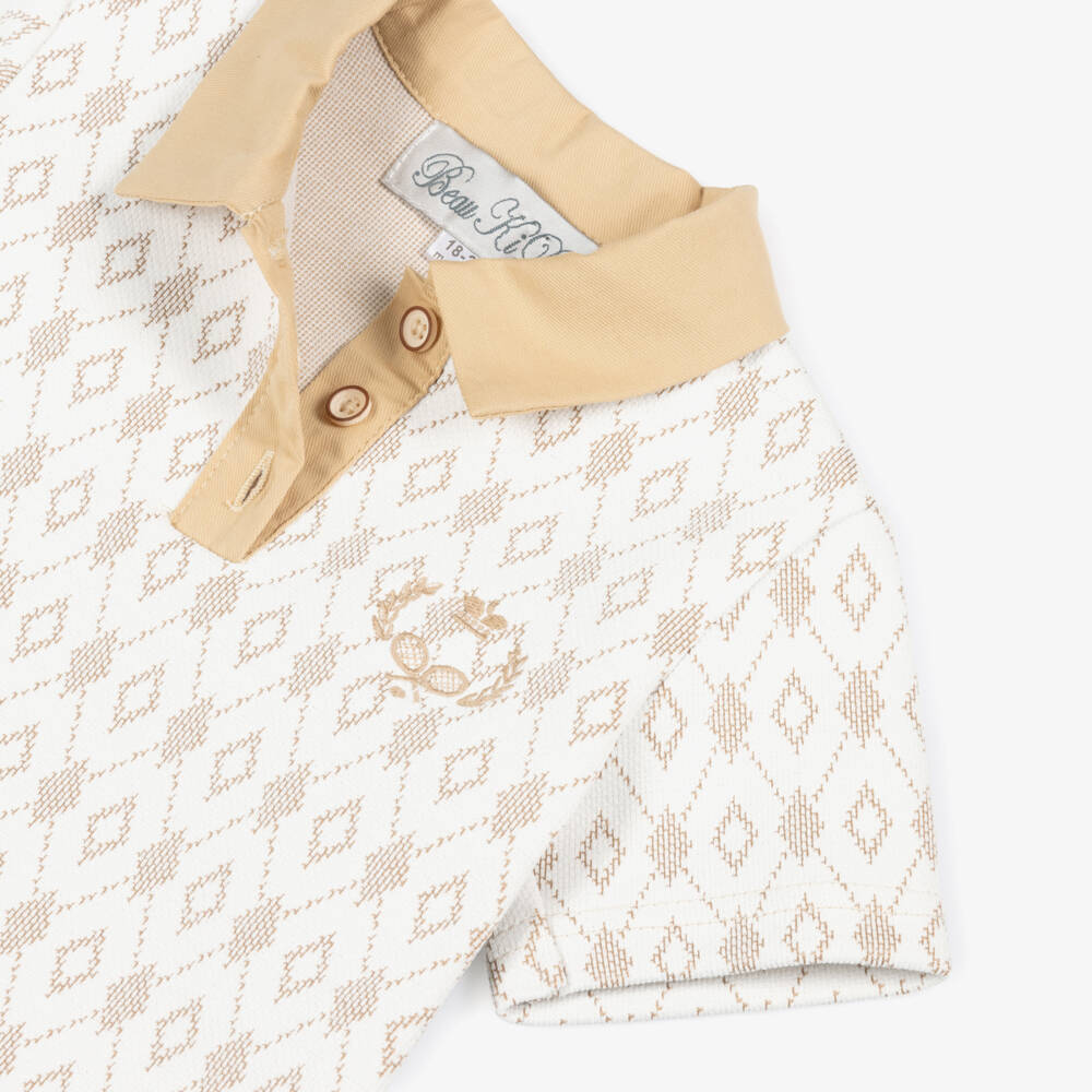 Beau KiD-Boys Beige Polo Shirt & Shorts Set | Childrensalon