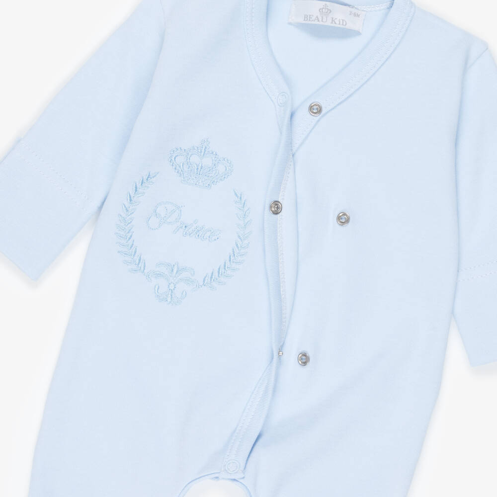 Beau KiD-Boys Blue Cotton Babysuit Set | Childrensalon