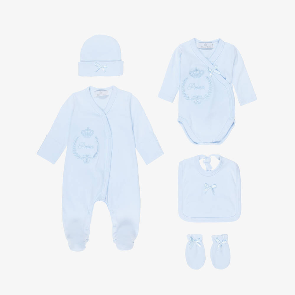 Beau KiD-Boys Blue Cotton Babysuit Set | Childrensalon