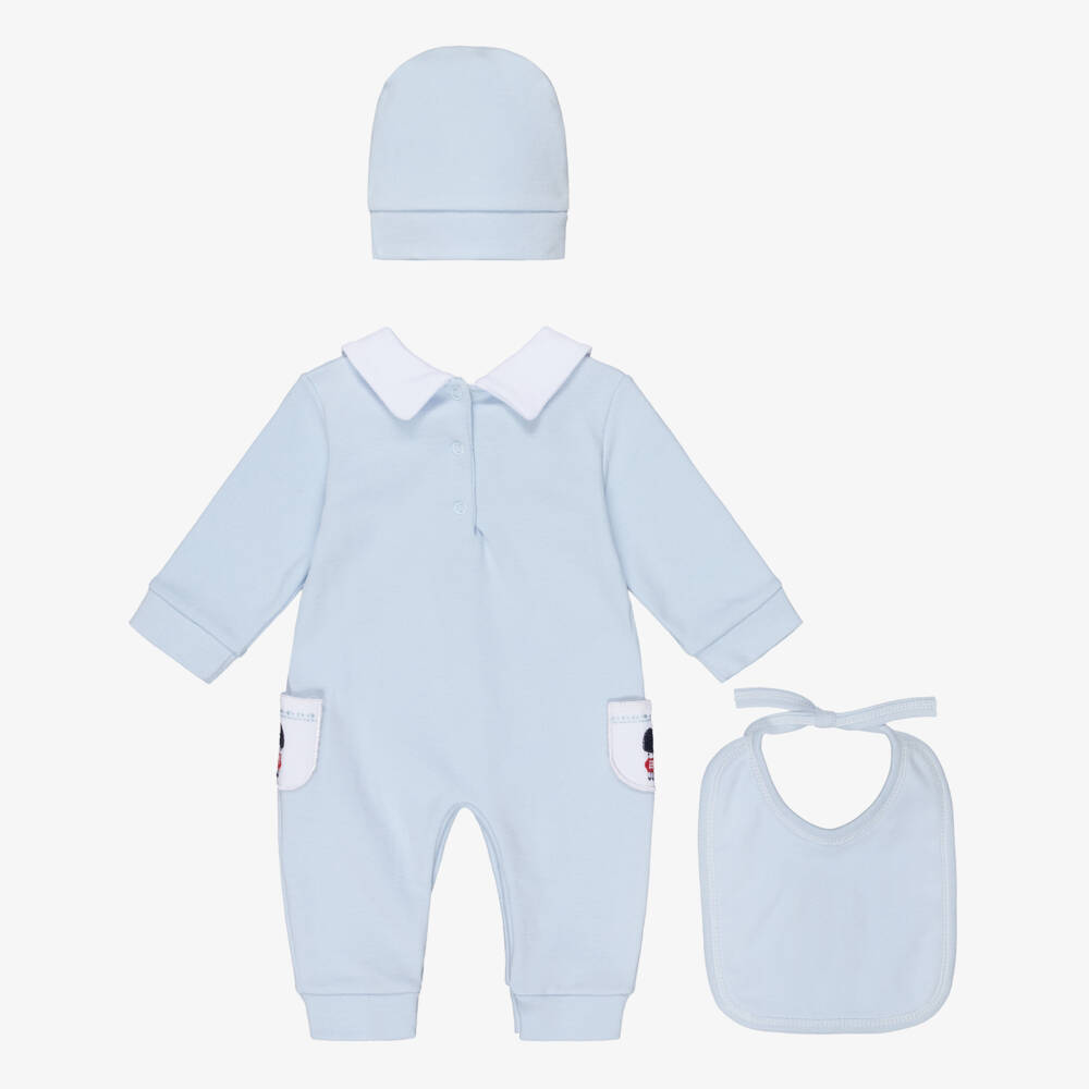 Beau KiD-Голубой комплект с ромпером из трех предметов для мальчиков | Childrensalon