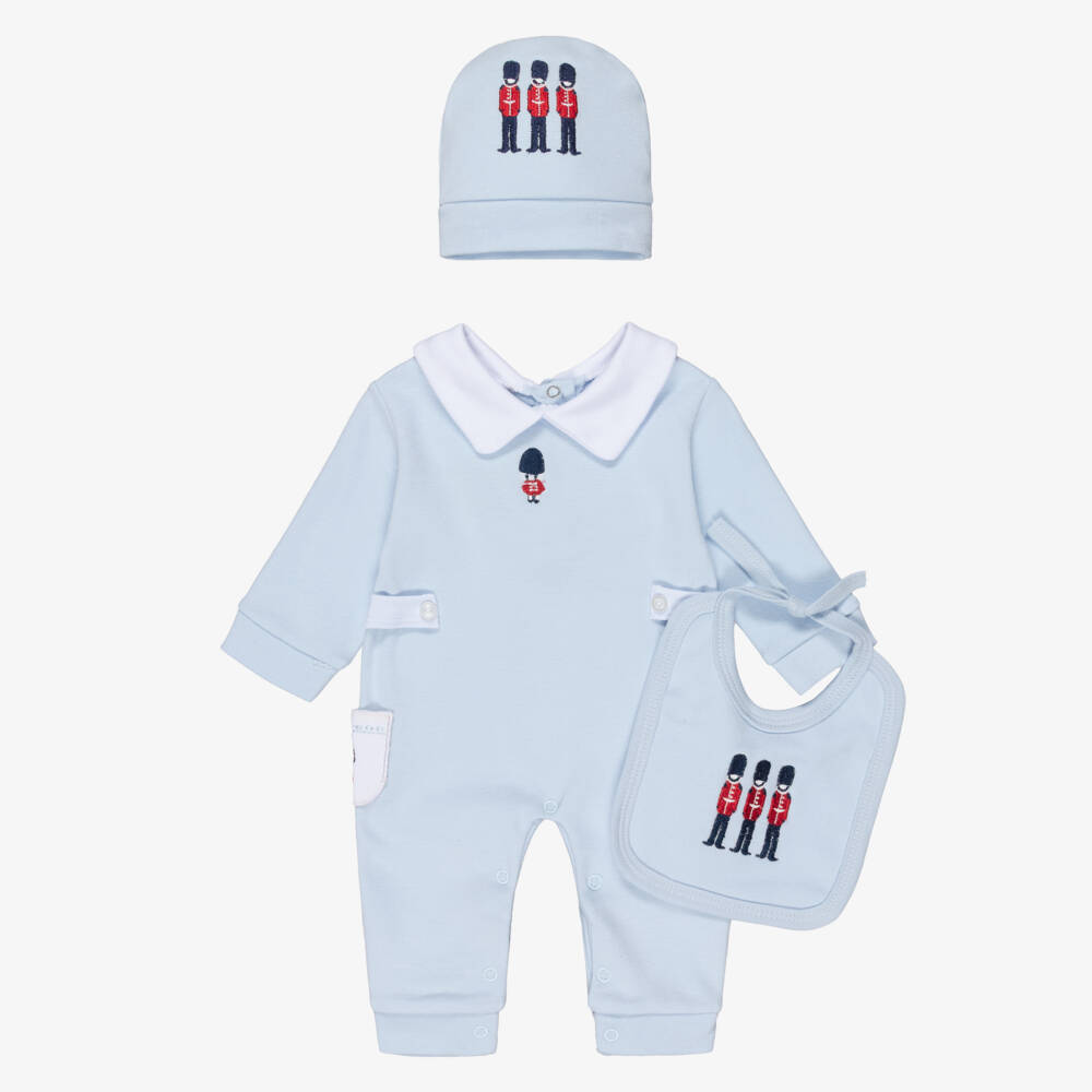 Beau KiD-Голубой комплект с ромпером из трех предметов для мальчиков | Childrensalon