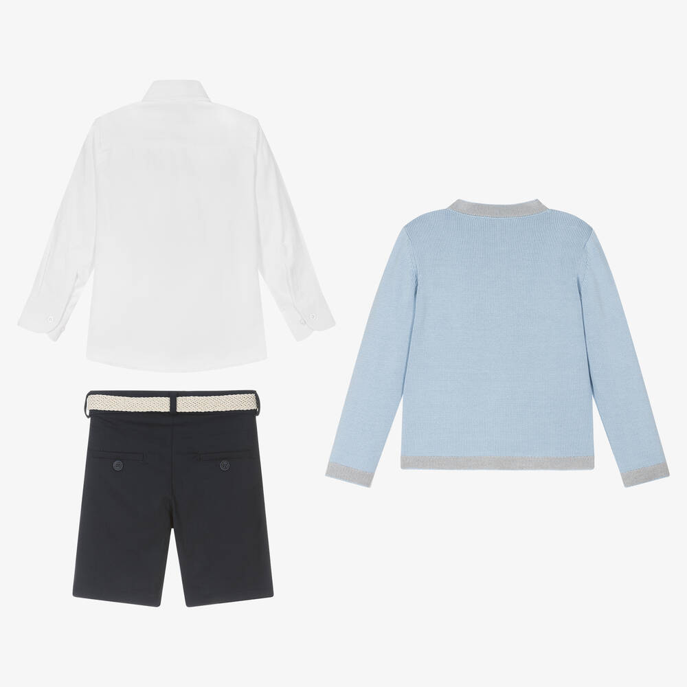 Beau KiD-طقم شورت قطن لون أزرق للأولاد | Childrensalon