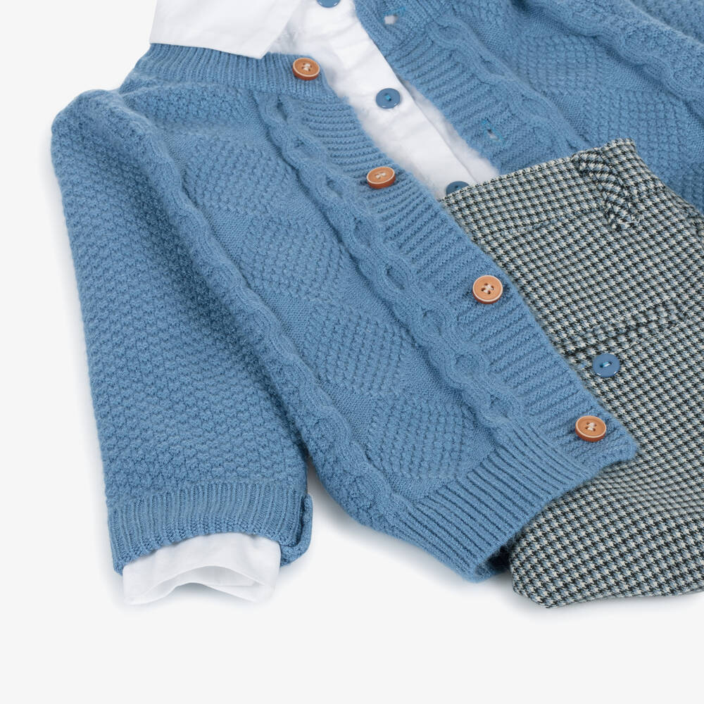 Beau KiD-Boys Blue Cotton Trouser Set | Childrensalon