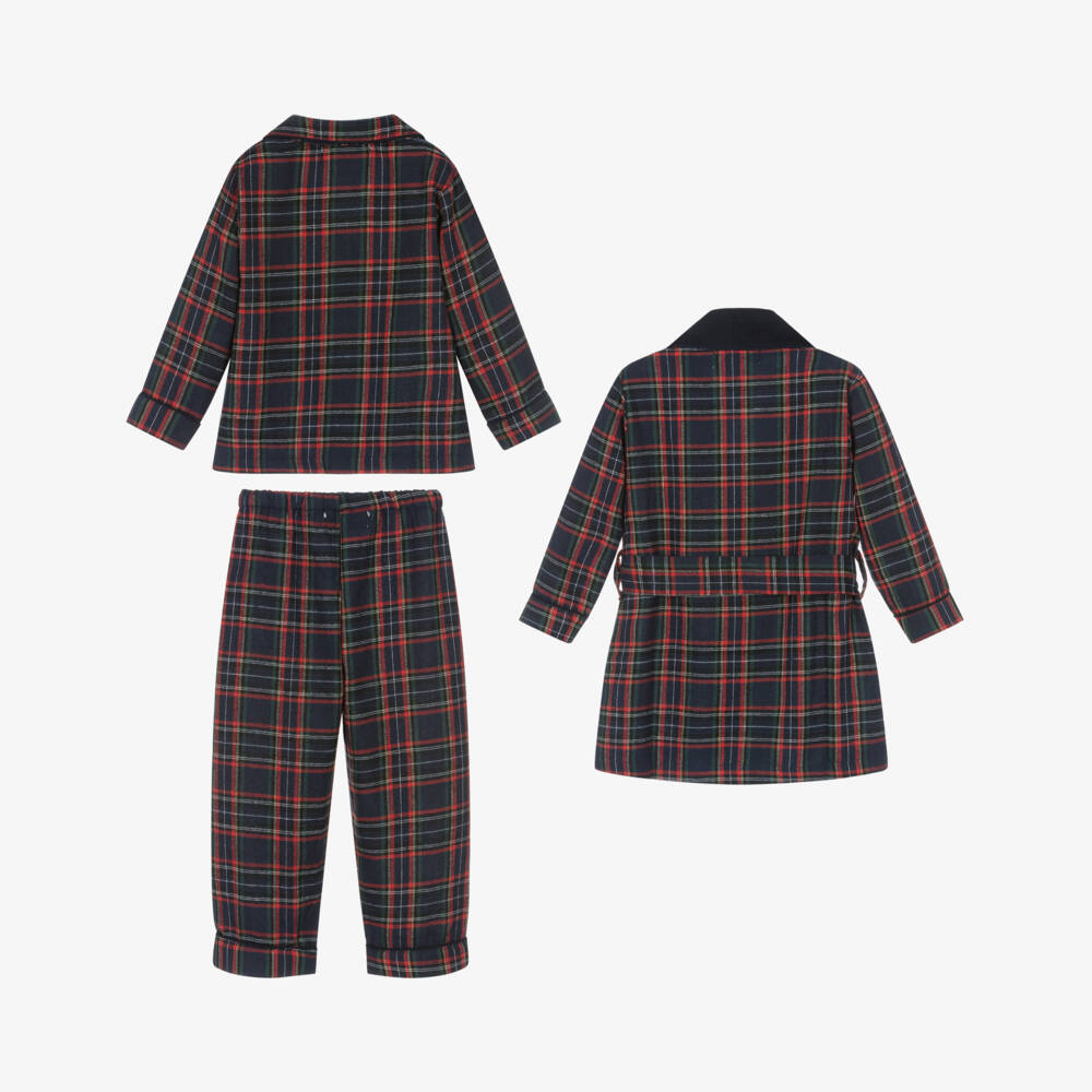 Beau KiD-طقم بيجاما قطن تارتان لون كحلي للأولاد | Childrensalon