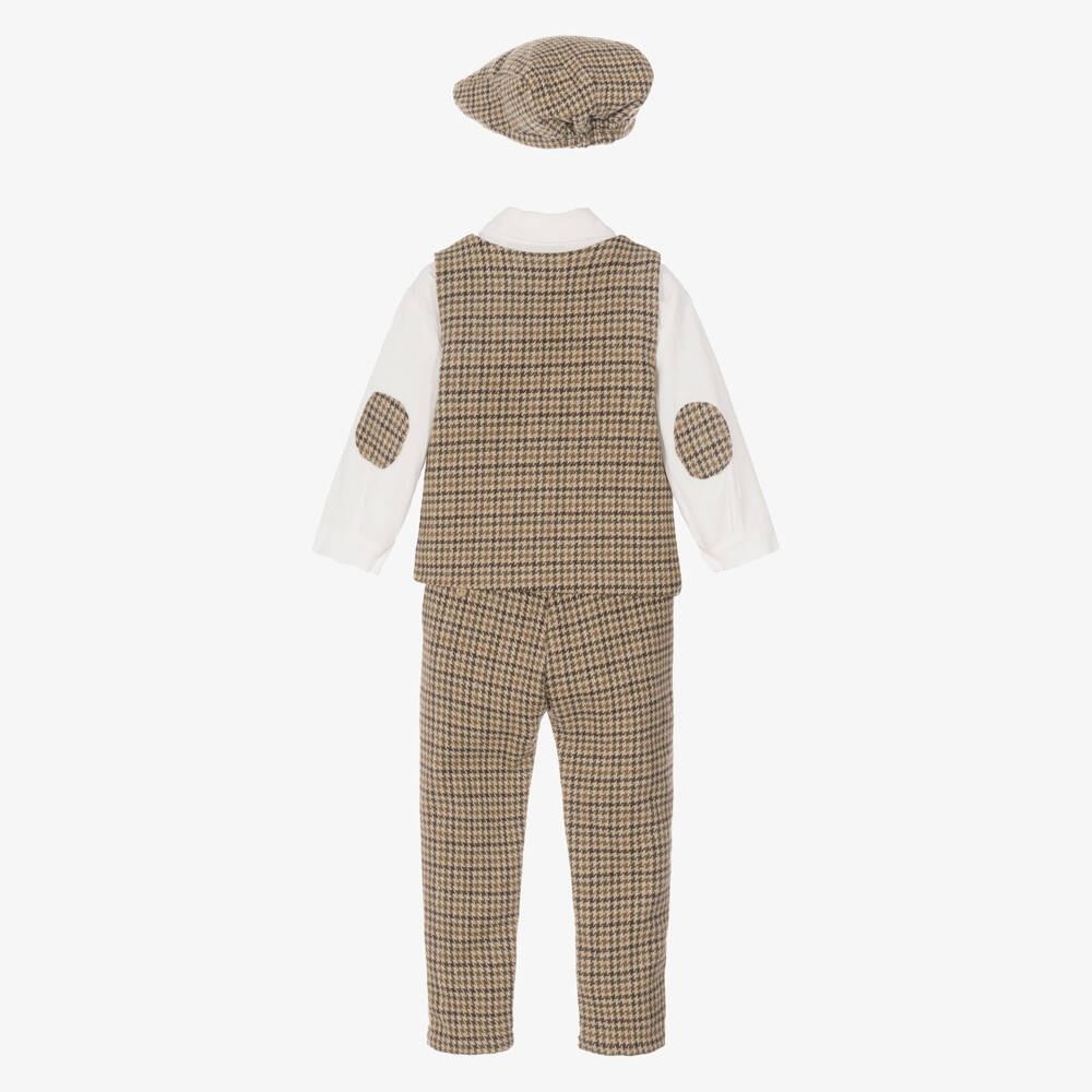 Beau KiD-Boys Brown Houndstooth Waistcoat & Trouser Set | Childrensalon