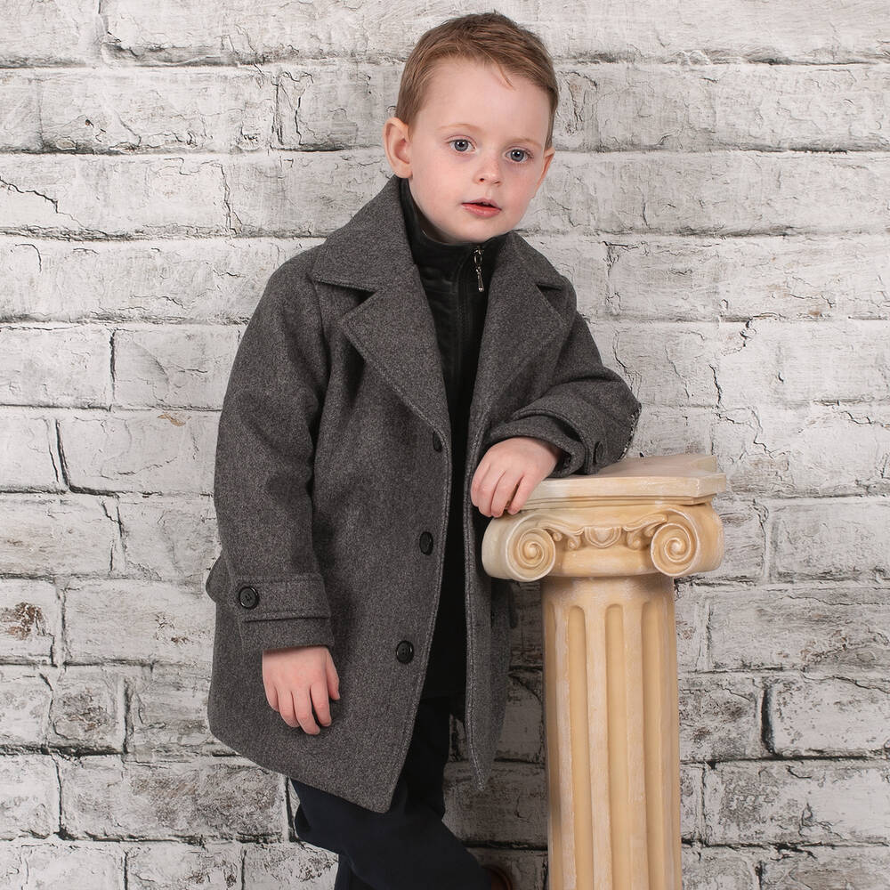 Beau KiD-Серое пальто и шапка для мальчиков | Childrensalon